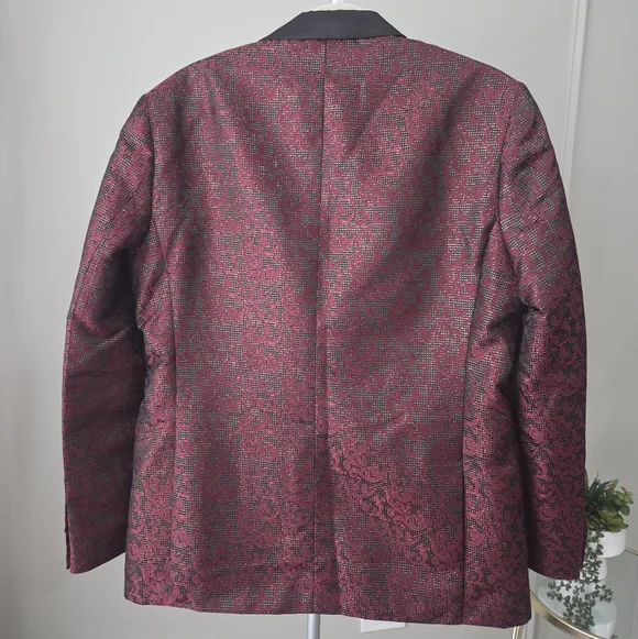 Platini Elegant Red and Black Men's Jacquard Blazer Sz.XL